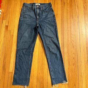 Madewell Jeans Womens 27 Perfect Vintage Blue Denim High Rise Raw Hem